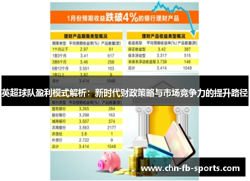 英超球队盈利模式解析:新时代财政策略与市场竞争力的提升路径 英超球队盈利模式解析:新时代财政策略与市场竞争力的提升路径